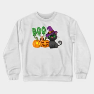 Black cat Haloween design Crewneck Sweatshirt